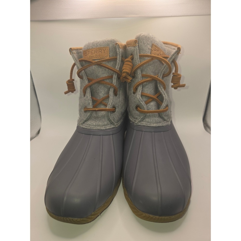 Sperry Saltwater Grey Wool Duck Boots Insulated STS82475 Womens 7